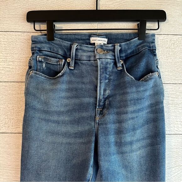 GOOD AMERICAN Good Legs Deep V Yoke Skinny Jeans in Indigo005 Size 0/25 - Picture 4 of 11